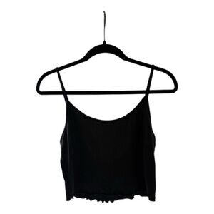 Black Cropped Spaghetti Strap Tank Top Size Large Lightweight Unbranded